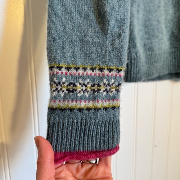 Anthropologie Tabitha Webb Women's Blue Fair Isle Lambswool Blend Sweater Size M - Picture 2 of 11